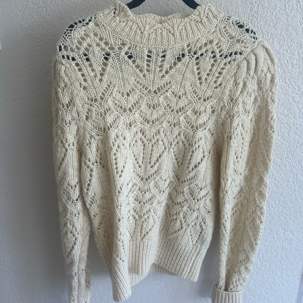 Isabel Marant Étoile Gali 100% Wool Cable Knit Sweater | FR 38 (US 6) | Cream